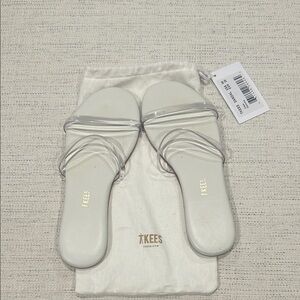 TKEES Women's White Sandals with Clear Straps